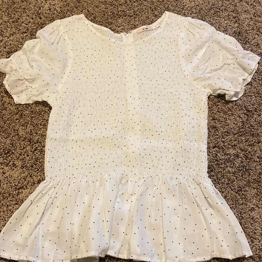 Polka Dot Blouse, Zippered Back, New - No Tags